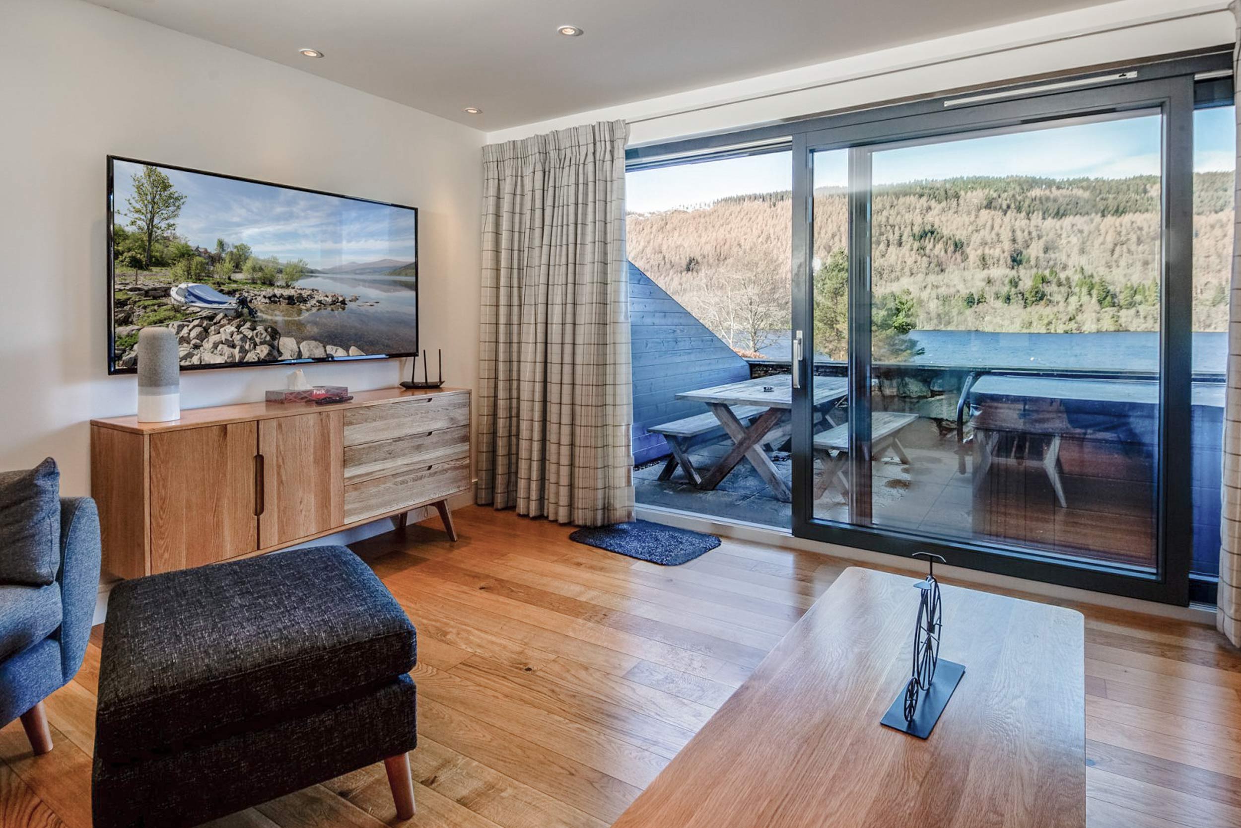 Sliding doors to view of Loch Tay